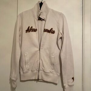 Abercrombie & Fitch White Textured Jacket w/Zip Front Long Sleeves, Size L